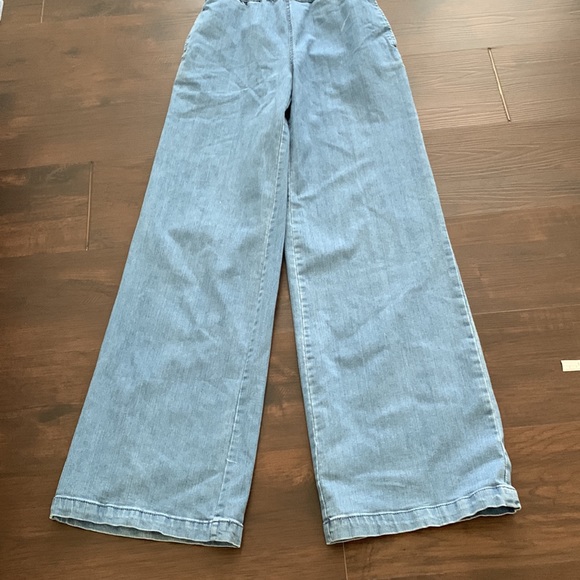 RACHEL ROY DENIM JUMPSUIT CUTOUT OVERALLS WIDE LEG LIGHT WASH - Picture 9 of 16